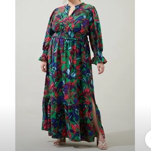 Sugarlips Tropical Ruffle Maxi Dress